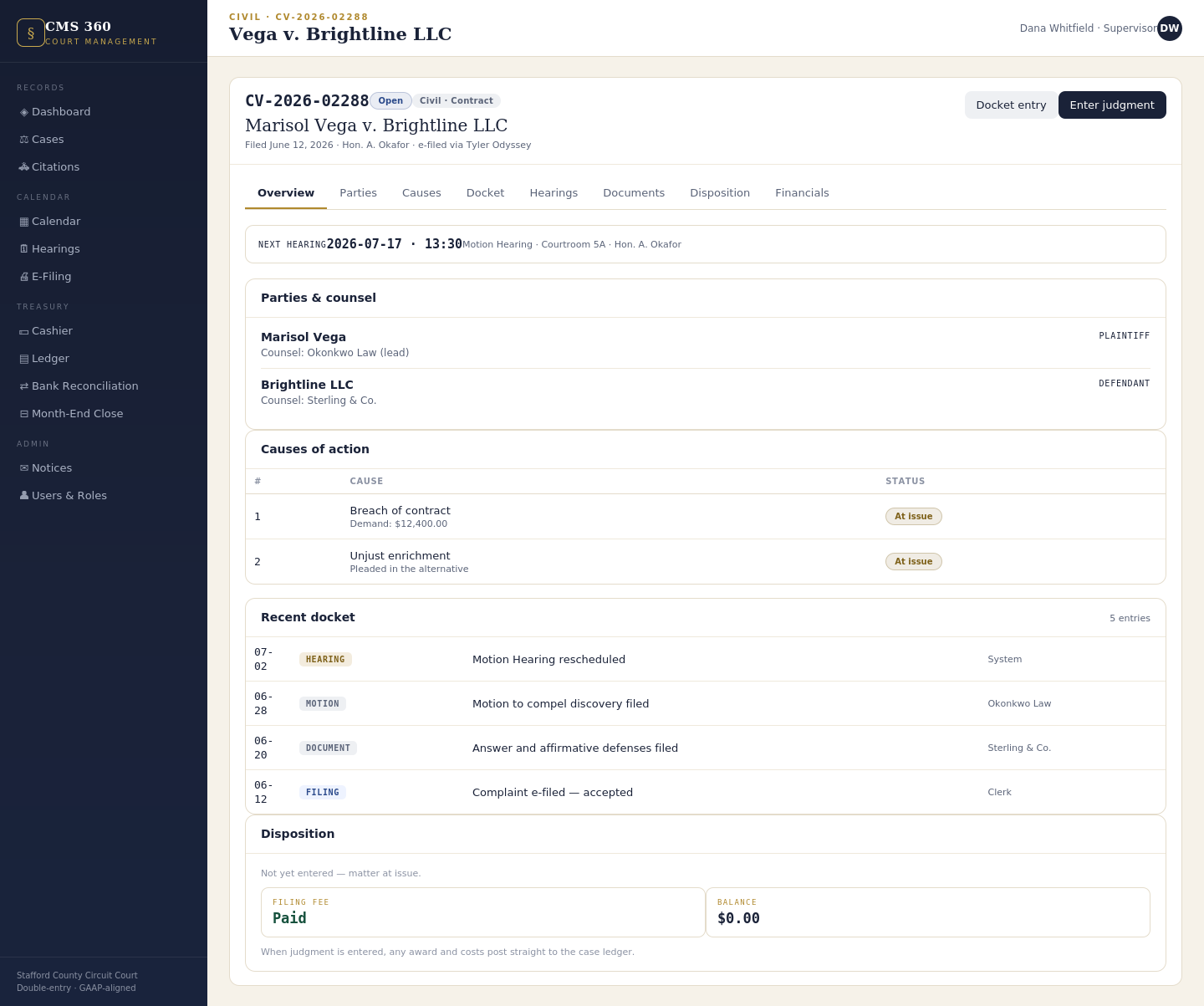 CMS 360 case workspace